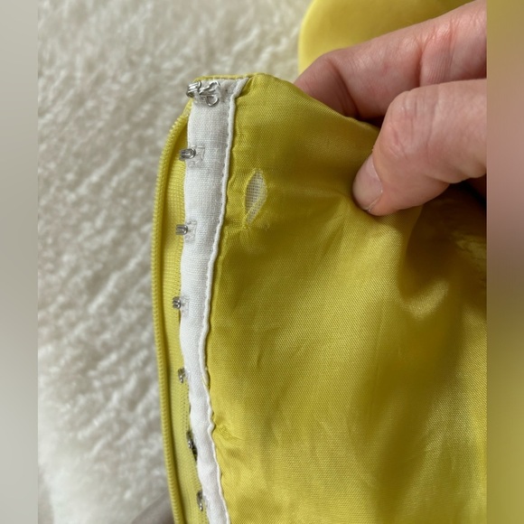 Reiss Strapless Silk Dress in Yellow and Gray Sz 6 - Picture 11 of 15